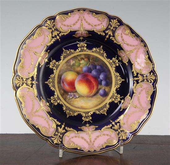 A Royal Worcester fruit painted cabinet plate, by Richard Sebright, date code for 1937, 23cm